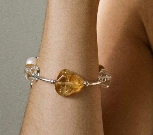 Solar Resonance Citrine & Multi-Form Clear Quartz Bracelet