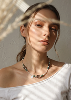 Verdant Ascent Moss Agate & Layered Phantom Quartz Necklace