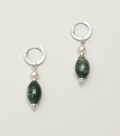 Verdant Echo Moss Agate & Seed Pearl Hoop Earrings
