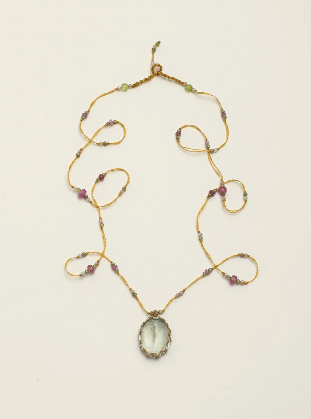 Verdant Flow Green Amethyst & Multi-Stone Long Necklace