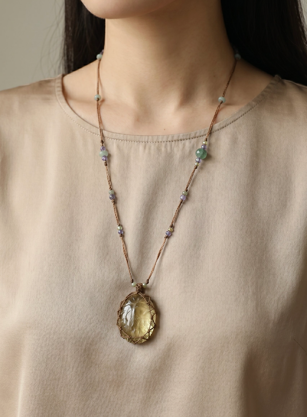 Solar Resonance Lemon Citrine & 37-Stone Long Necklace