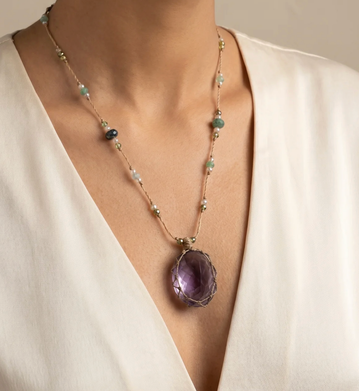 Ethereal Wisdom Amethyst & Multi-Stone Long Necklace