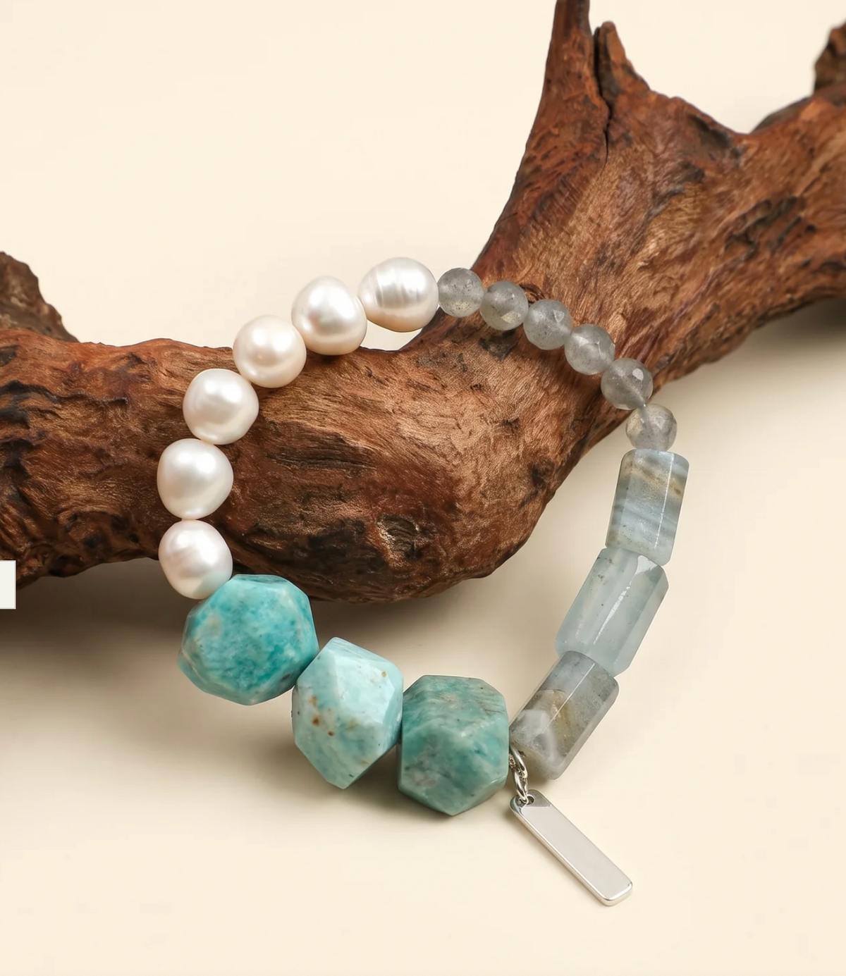 Glacial Sovereignty Amazonite, Dumortierite & Labradorite Bracelet