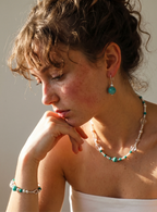 Veridian Echo Amazonite & Seed Pearl Drop Earrings