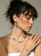 Verdant Ascent Moss Agate & Layered Phantom Quartz Necklace