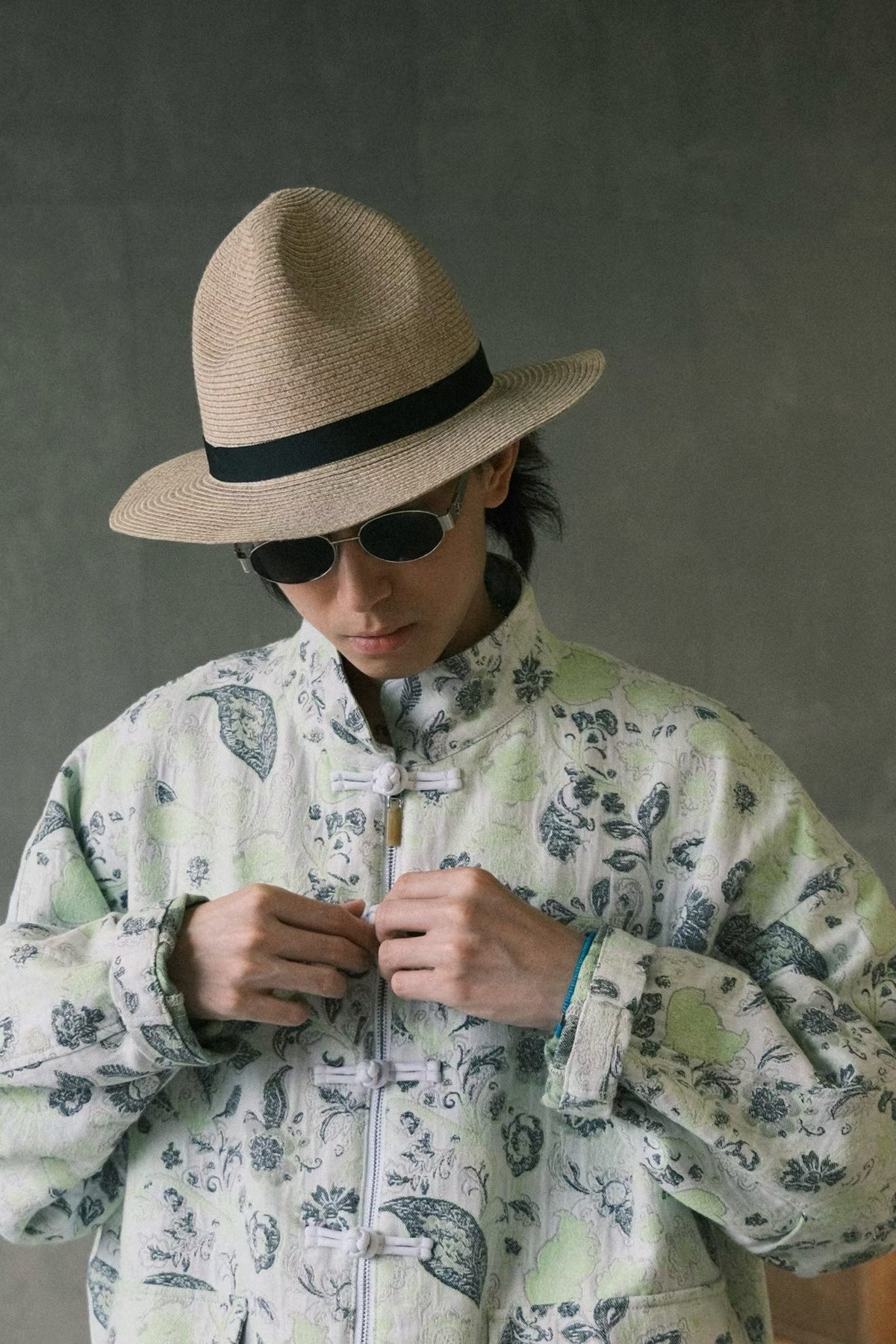 Jade Mist Floral Jacquard Jacket