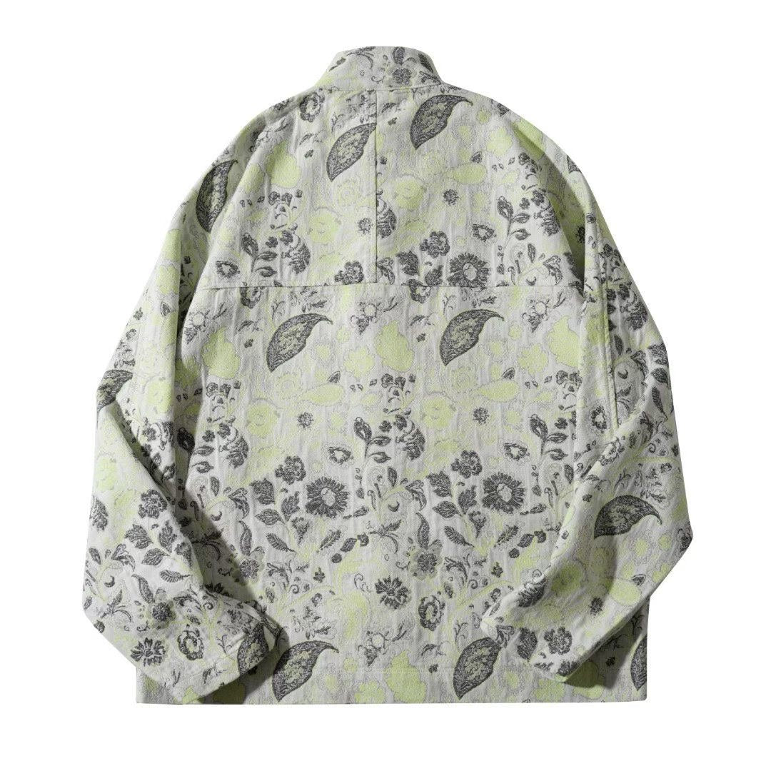Jade Mist Floral Jacquard Jacket