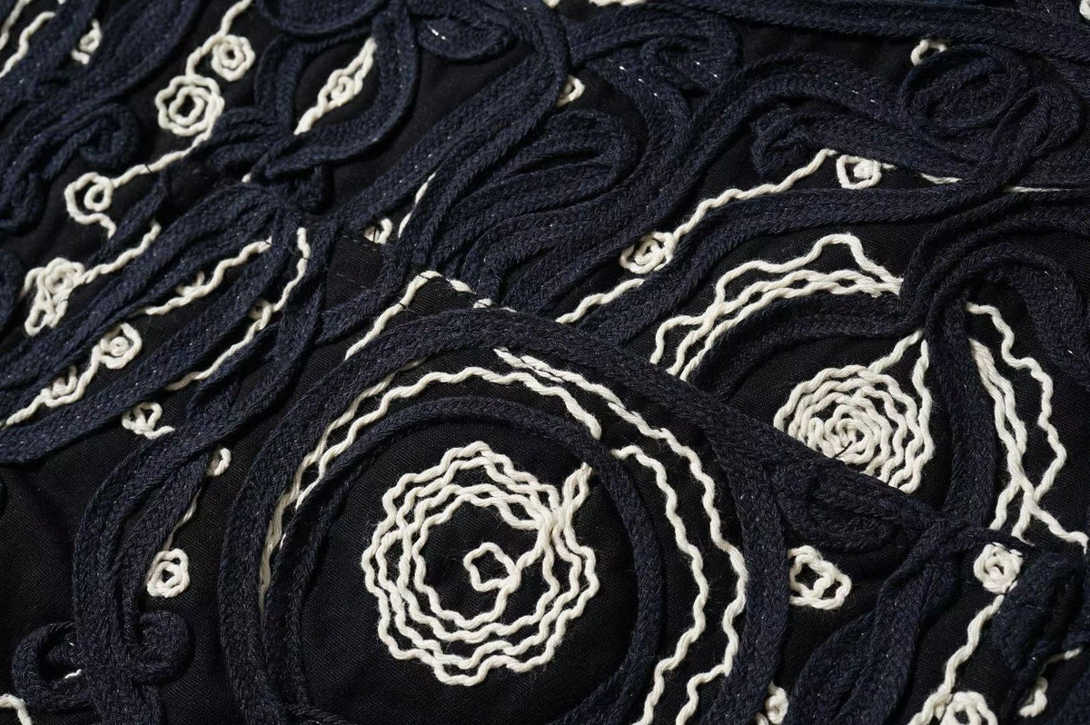 Navy Cord Embroidered  Bomber
