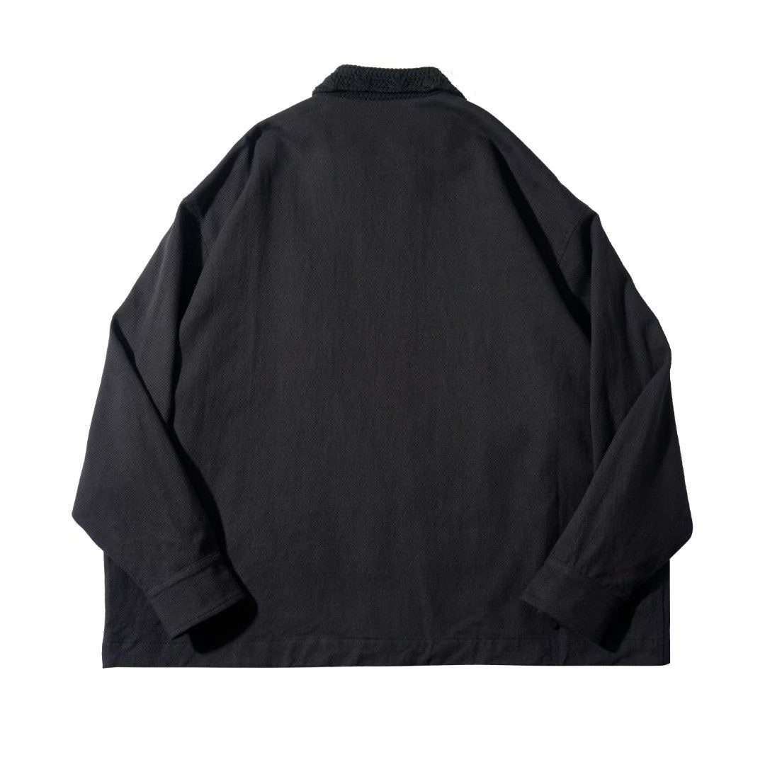 Zip-Up Jacket with Crochet Collar & Pocket