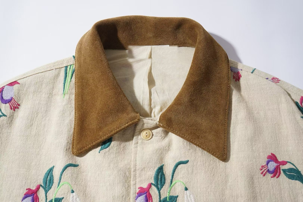 Suede Contrast Collar Coat