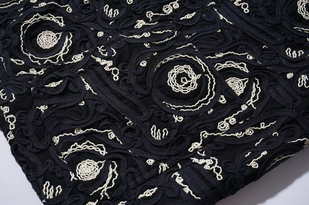 Navy Cord Embroidered  Bomber