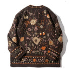 Wool Blend Knit Cardigan with Floral Embroidery